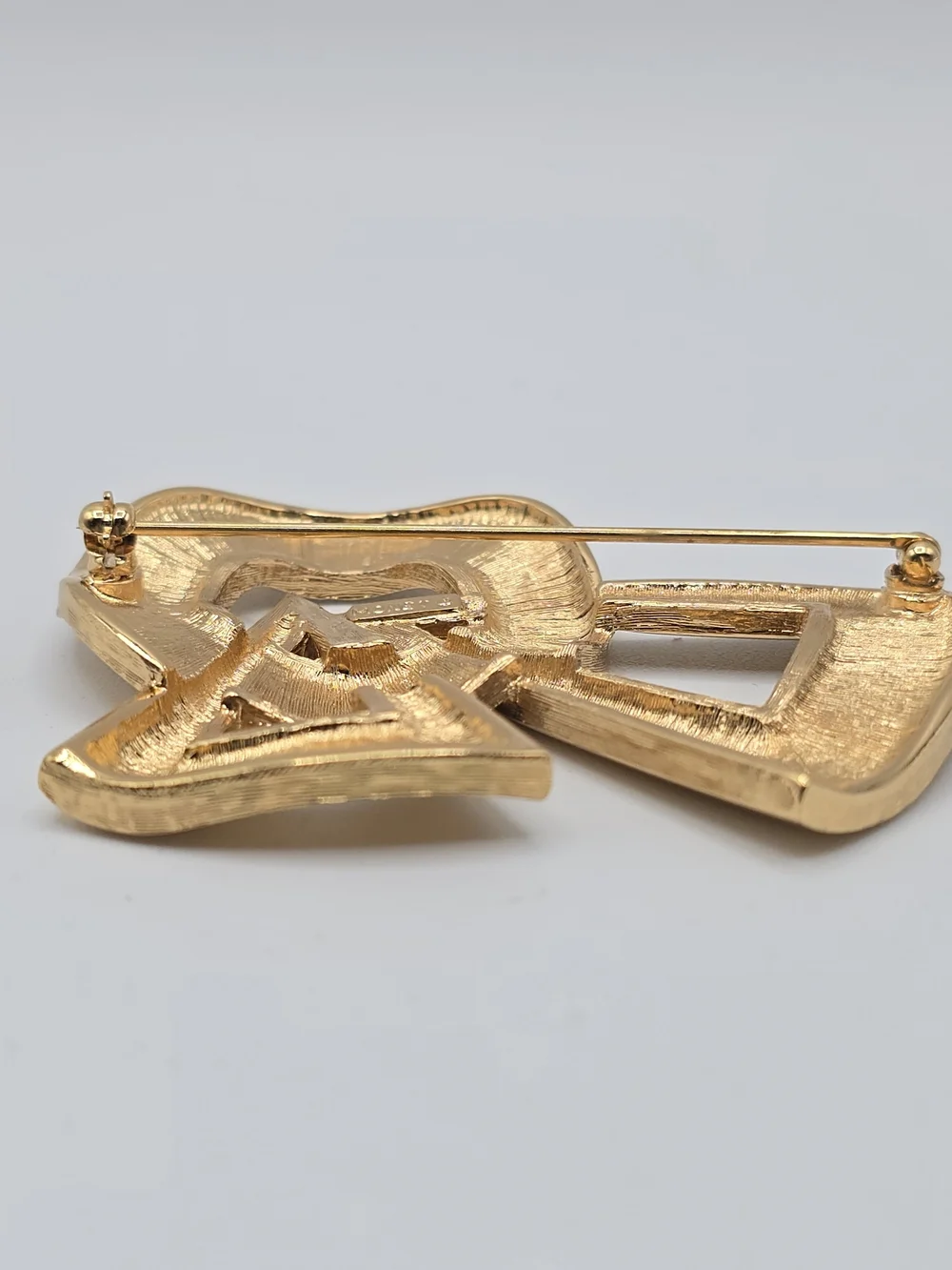 VTG Monet Geometric Brooch Modernist Abstract Gold Tone 2.25